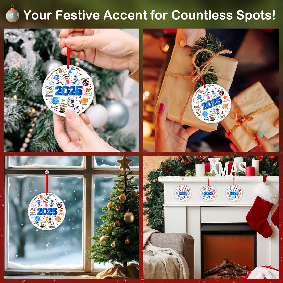 Christmas Ornament 2025 - Funny Year in Review Hot Topic Gift Hilarious Trending Christmas Tree Decor