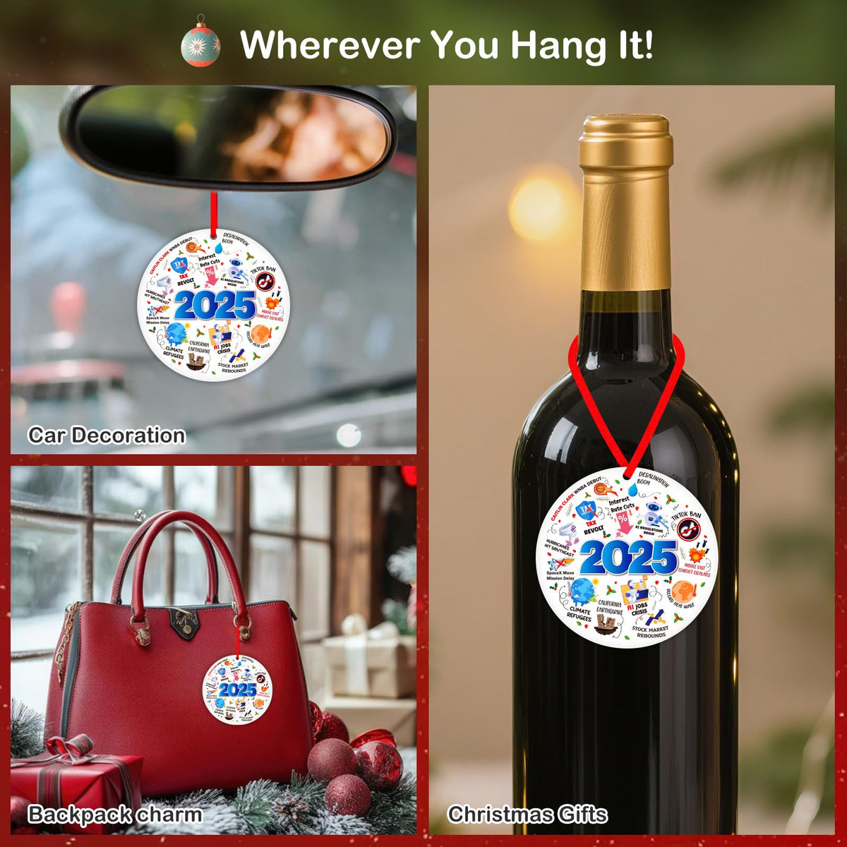 Christmas Ornament 2025 - Funny Year in Review Hot Topic Gift Hilarious Trending Christmas Tree Decor