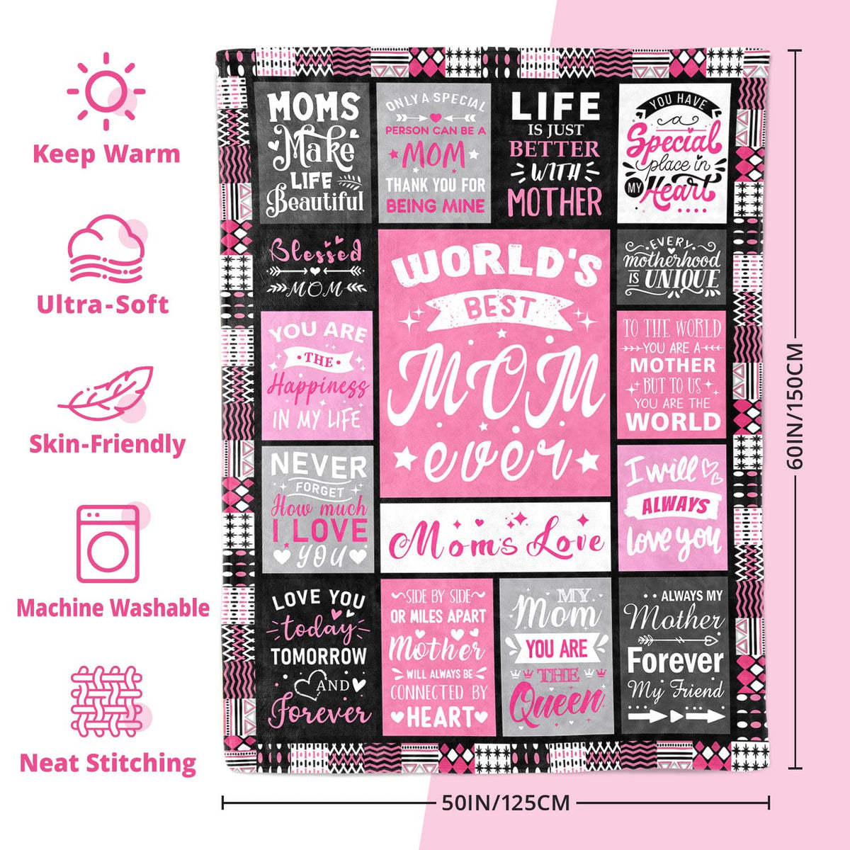 Moms Christmas Birthday Gifts from Daughter Son - Christmas Blanket Gifts for Mom