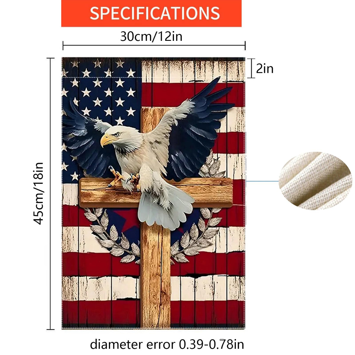 Patriotic Stars and Stripes Eagle Garden Flag 12x18 Inch 1 Sided Outside, USA 4th of July Memorial Day