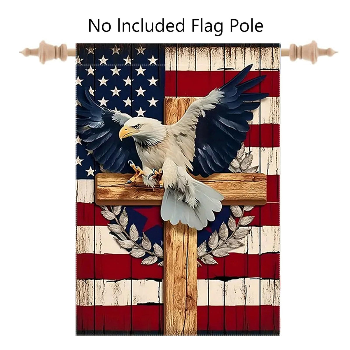 Patriotic Stars and Stripes Eagle Garden Flag 12x18 Inch 1 Sided Outside, USA 4th of July Memorial Day