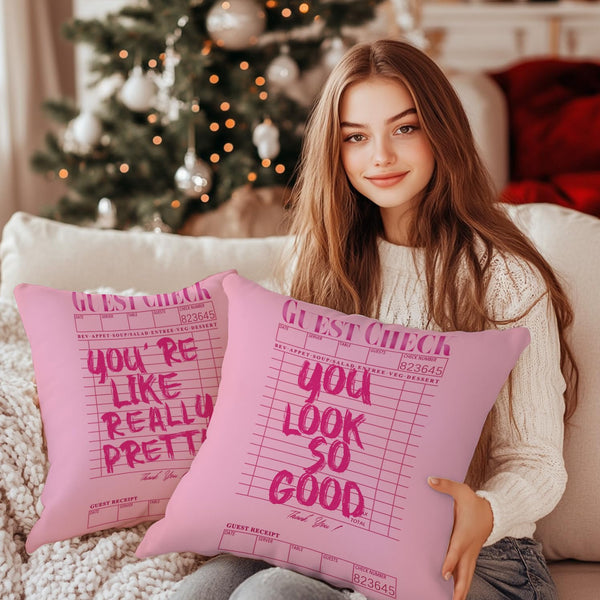 Hot Pink Throw Pillow Covers 18x18 Set of 2, Coquette Check Pillow Cases