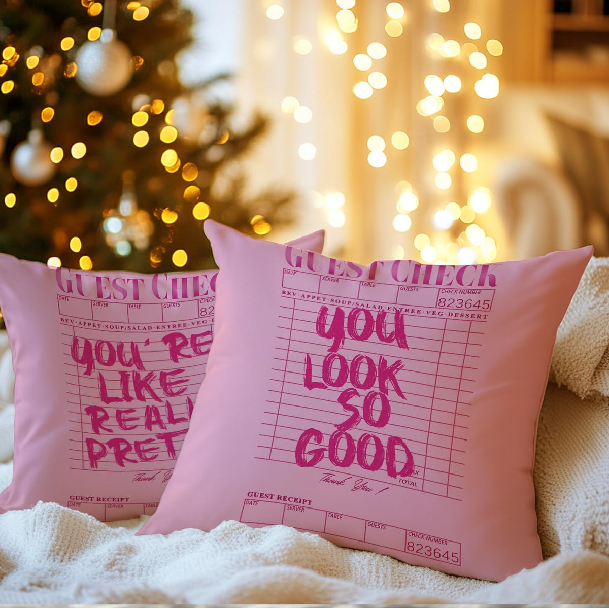 Hot Pink Throw Pillow Covers 18x18 Set of 2, Coquette Check Pillow Cases