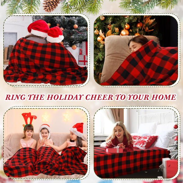 Christmas Buffalo Plaid Throw Blanket 50 x 60 Inch for Sofa Bed Couch Office Fleece Lightweight Fall Winter Blanket
