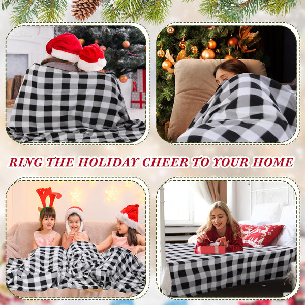 Christmas Buffalo Plaid Throw Blanket 50 x 60 Inch for Sofa Bed Couch Office Fleece Lightweight Fall Winter Blanket