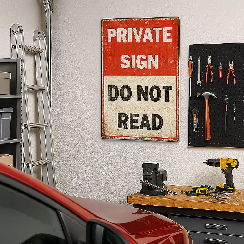 Private Sign Do Not Read Oops Too Lates Funny Tin Metal Sign 12x8 Inch