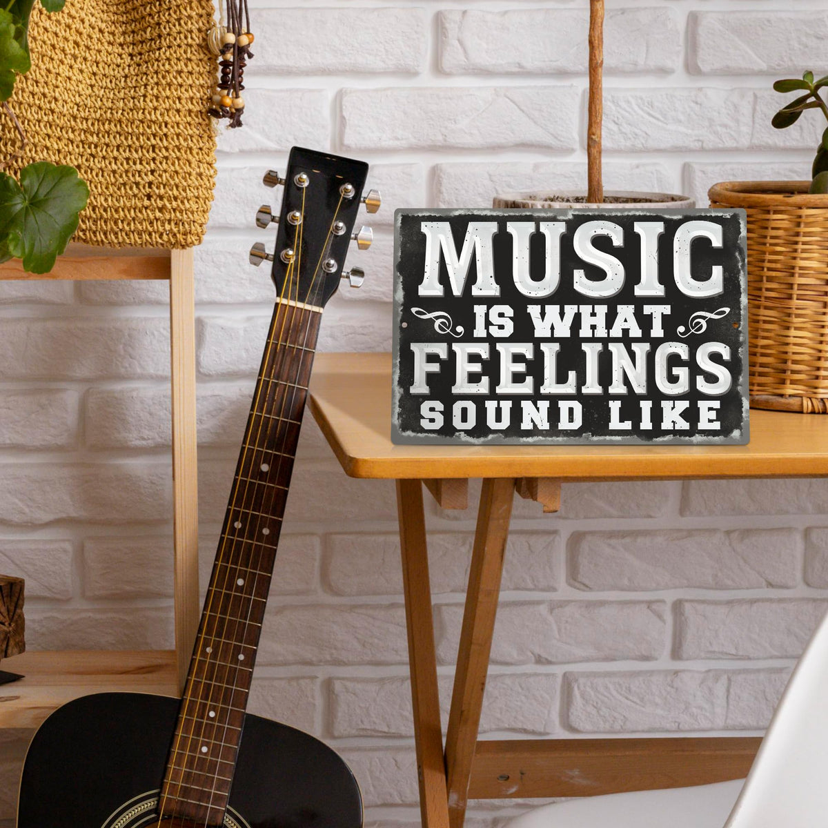 Metal Vintage Music Sign, Retro Wall Decor for Coffee Bar, Man Cave, Garage, 12x8 Inches Aluminum Sign