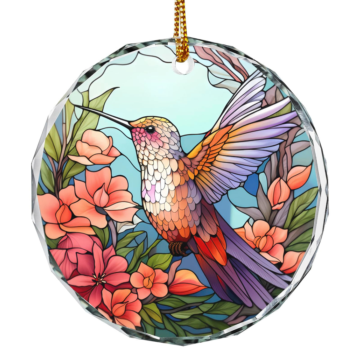 Christmas Ornaments Crystal Hanging Decor, Christmas Tree Glass Hanging Hummingbird Ornament for Xmas Gifts