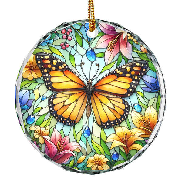 Christmas Ornaments Crystal Hanging Decor, Christmas Tree Glass Hanging Butterfly Ornament for Xmas Gifts