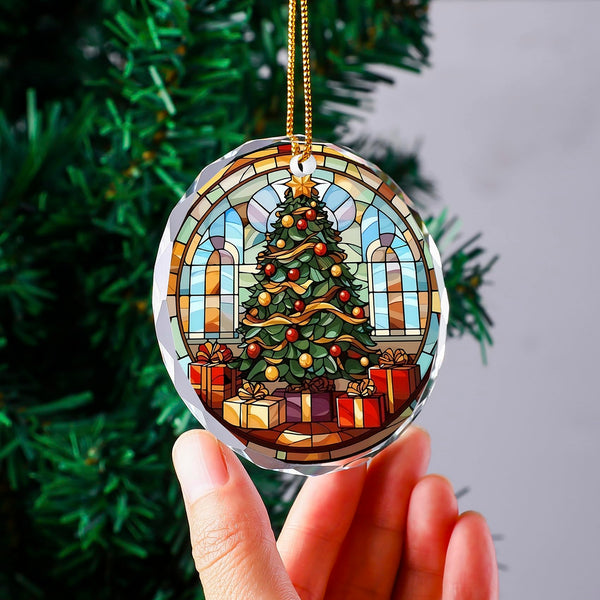 Christmas Ornaments Crystal Hanging Decor, Christmas Tree Glass Hanging Ornament for Xmas Gifts