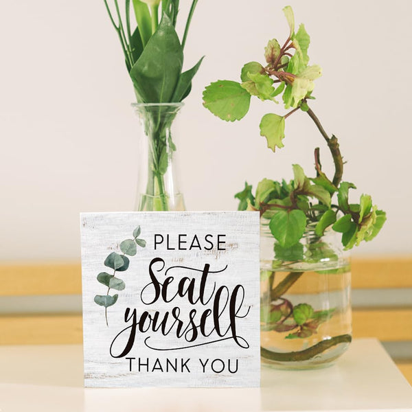 Funny Please Seat Yourself Farmhouse Bathroom Decor Wood Box Sign Rustic Vintage