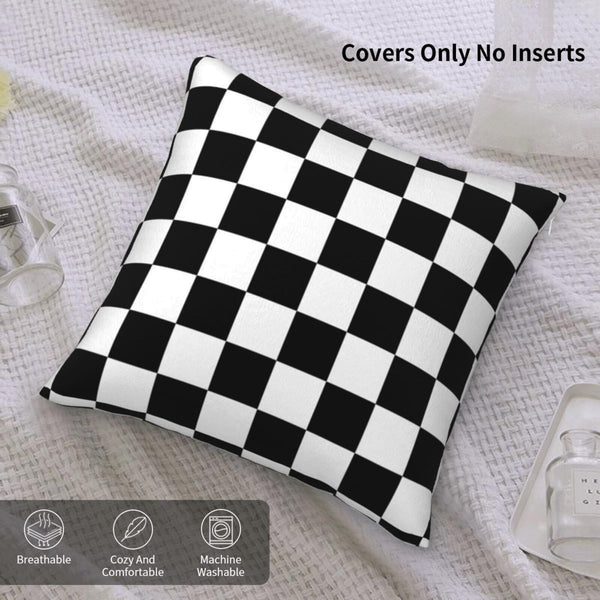 2 Sets Checkered Decorative Throw Pillow Covers, 18x18 Inch for Living Room Couch Bed Sofa