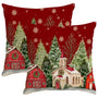 Christmas Pillow Covers 18x18 Inch Set of 2 Christmas Tree Decoration Golden Snowflake Red