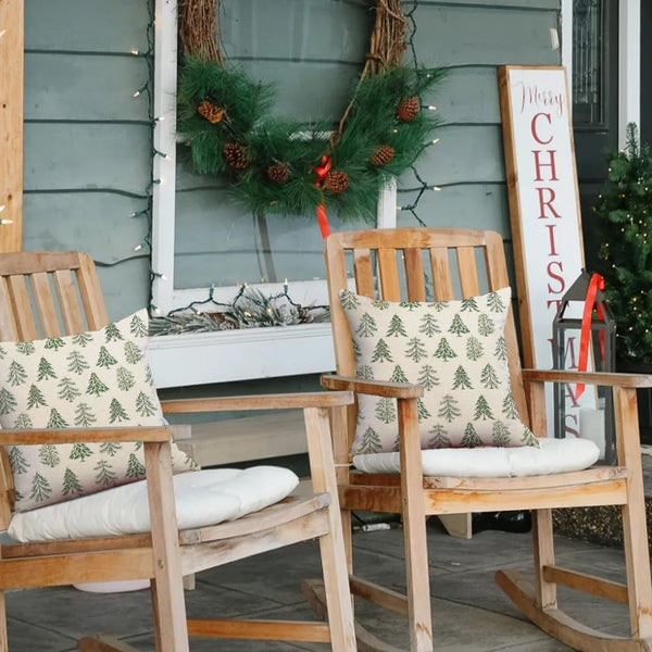 Christmas Pillow Covers 18x18 Inch Set of 2 Christmas Tree Decorations White Decorative Throw Pillows