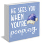 Funny Christmas Bathroom Wooden Box Signs, Christmas Funny Bathroom Decor, He Sees You When You're Pooping