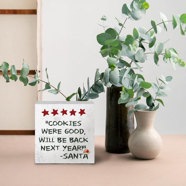 Funny Christmas Wooden Box Signs, Retro Decor, Trendy Preppy Cookies Were Good Will Be Back Next Year