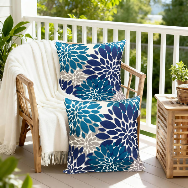 Decorative Throw Pillow Covers Set of 2 Blue Pillow Covers 18x18 Inch Couch Pillow Covers