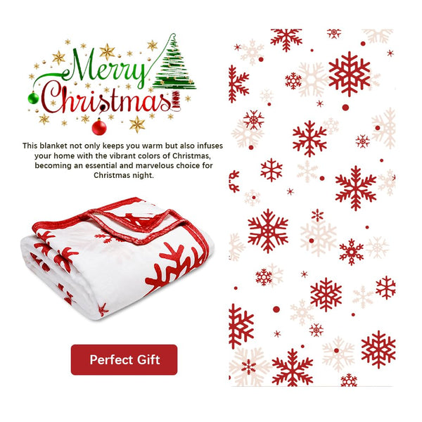 Red Snowflake Blanket Christmas Throw Blanket Winter Holiday Bed Blanket Super Soft Flannel Fleece Blanket