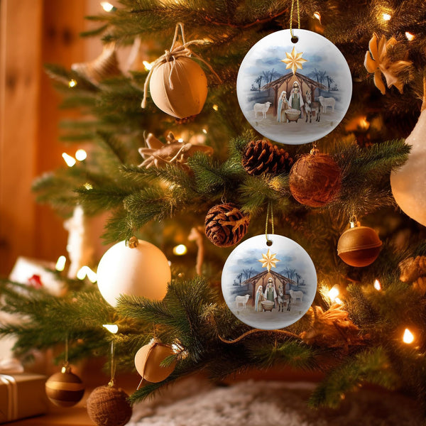 Religious Christmas Ornaments Gifts for Women, Nativity Ornaments Catholic Holiday Decor Christian Gifts Ideas for Women Men