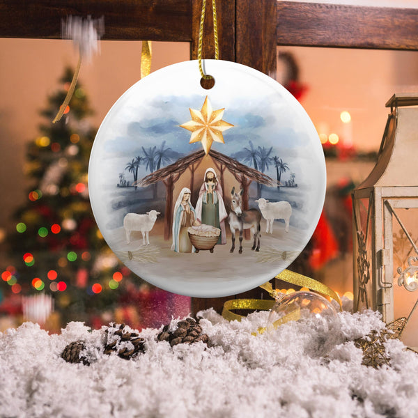 Religious Christmas Ornaments Gifts for Women, Nativity Ornaments Catholic Holiday Decor Christian Gifts Ideas for Women Men