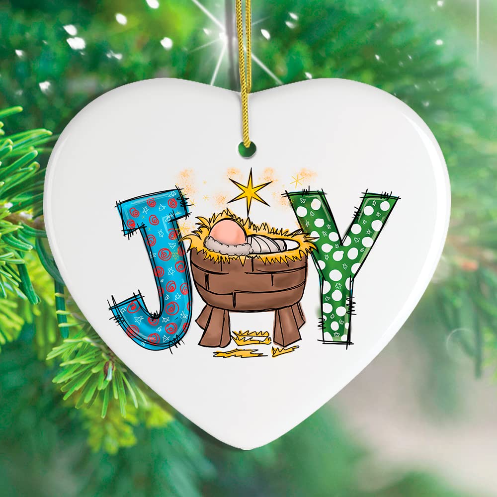 Religious Themed Christmas Ornaments, Nativity and Jesus Christ Decorations (Joy Nativity Baby Jesus Ceramic Christmas Ornament)