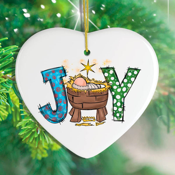 Religious Themed Christmas Ornaments, Nativity and Jesus Christ Decorations (Joy Nativity Baby Jesus Ceramic Christmas Ornament)