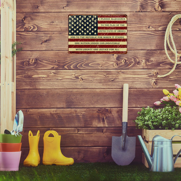 Retro Metal Sign Vintage Tin Sign I Pledge Allegiance to The Flag of The United States of America Sign