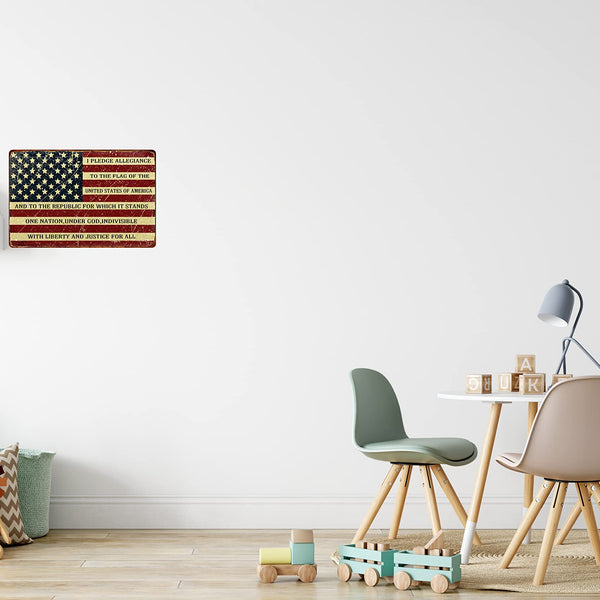 Retro Metal Sign Vintage Tin Sign I Pledge Allegiance to The Flag of The United States of America Sign