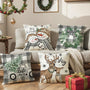 Christmas Pillow Covers 18x18 inch Set of 4 Merry Christmas Plaid Throw Pillow Cases Snowman Reindeer Wreath Tree