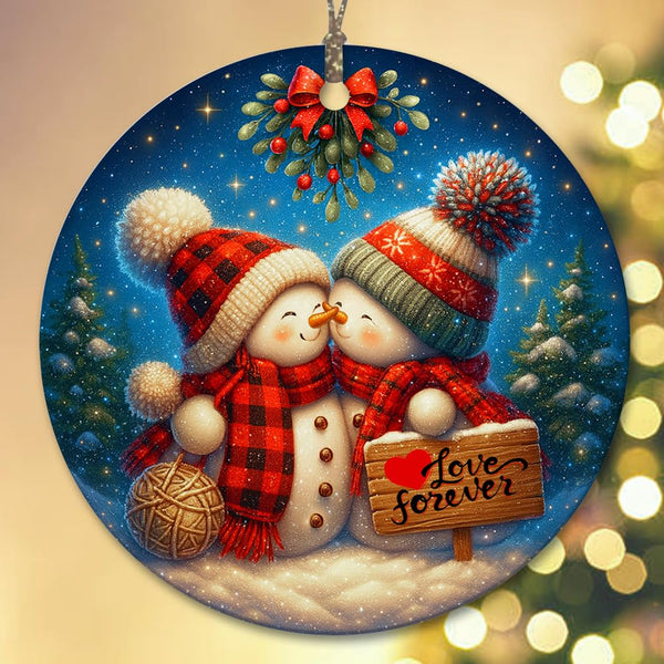 2025 Christmas Ornament – Snowman Couple Art Ornament, Romantic Holiday Tree Decoration