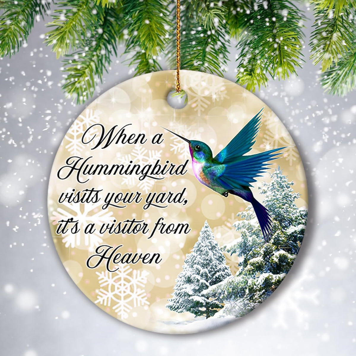 2025 Christmas Orrnament Hummingbird Visits Your Yard Ceramic Ornament