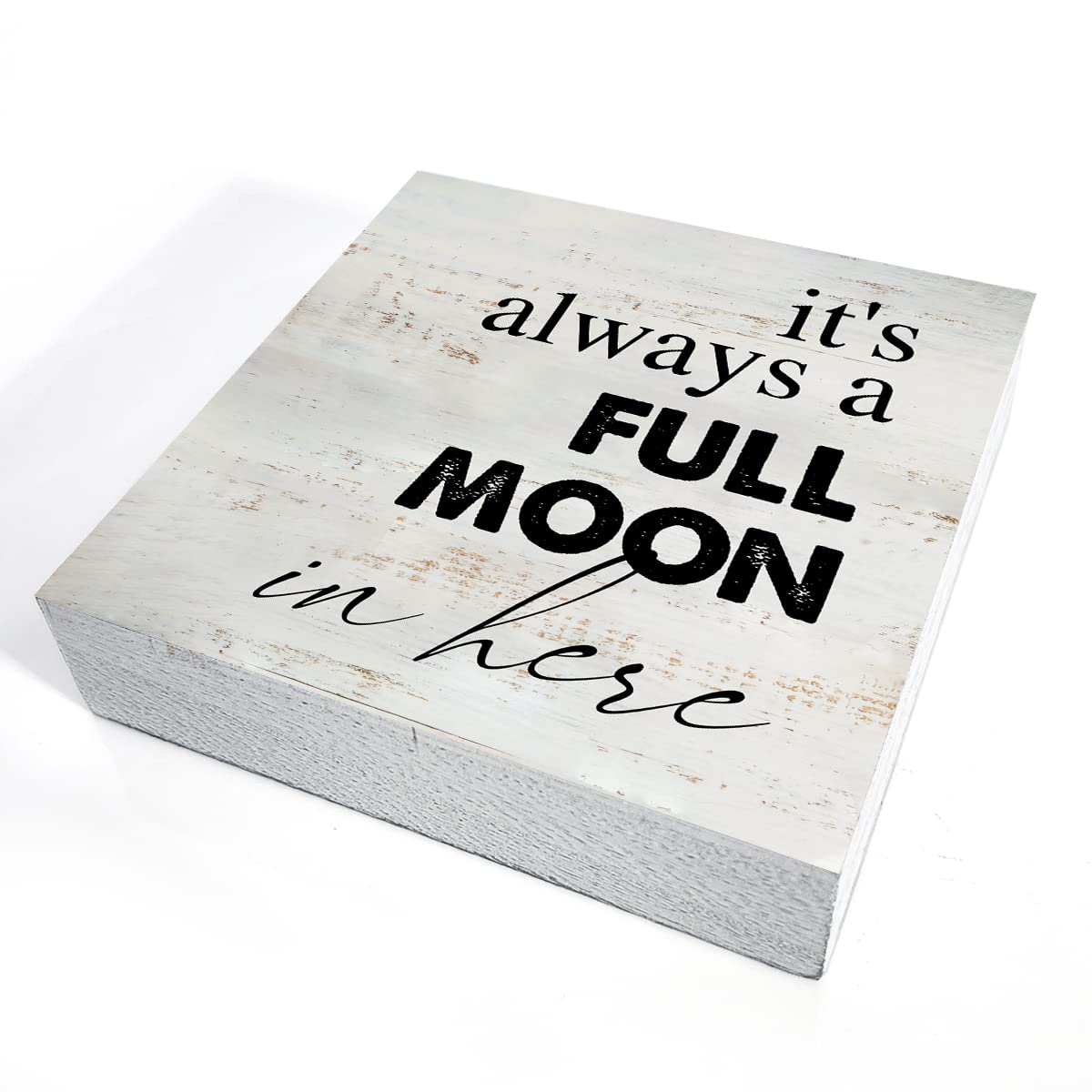 Rustic Full Moon Bathroom Wood Box Sign Humor Toilet Wooden Box Sign