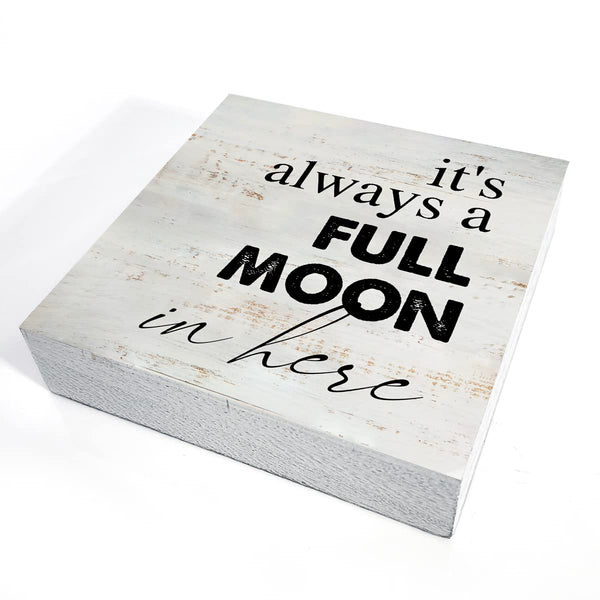 Rustic Full Moon Bathroom Wood Box Sign Humor Toilet Wooden Box Sign
