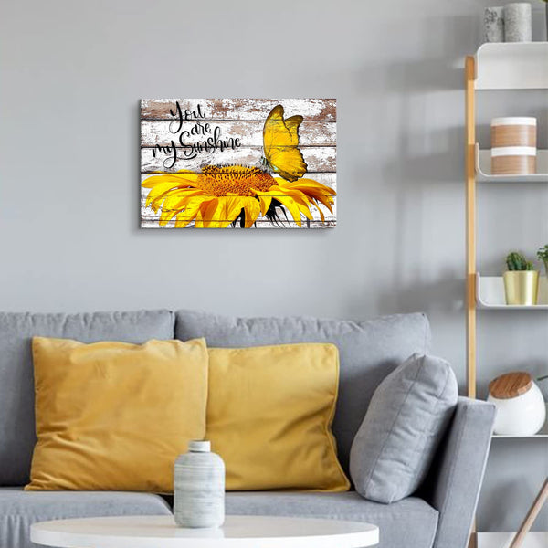 Rustic Sunflower Wall Art Butterfly Pictures Sunflower Kitchen Decor Inspirational Quotes Saying Canvas Poster