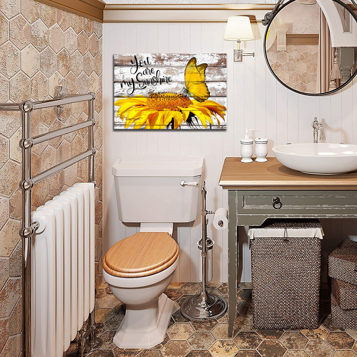 Rustic Sunflower Wall Art Butterfly Pictures Sunflower Kitchen Decor Inspirational Quotes Saying Canvas Poster