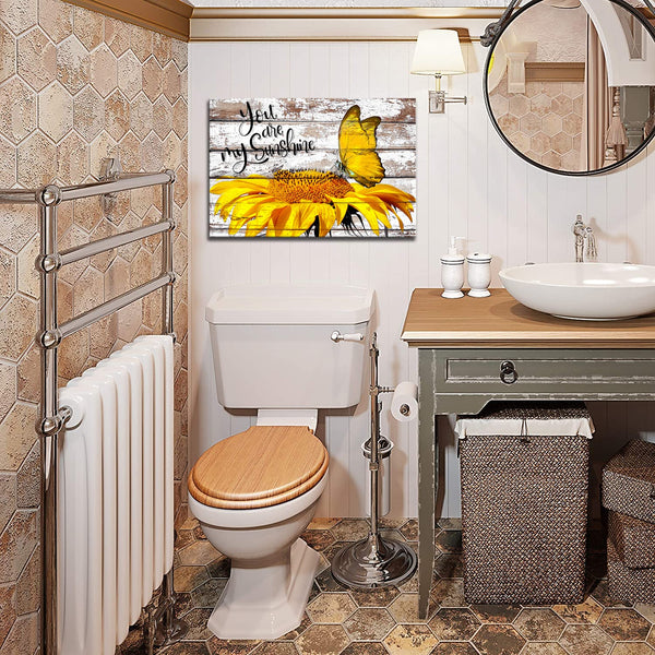 Rustic Sunflower Wall Art Butterfly Pictures Sunflower Kitchen Decor Inspirational Quotes Saying Canvas Poster