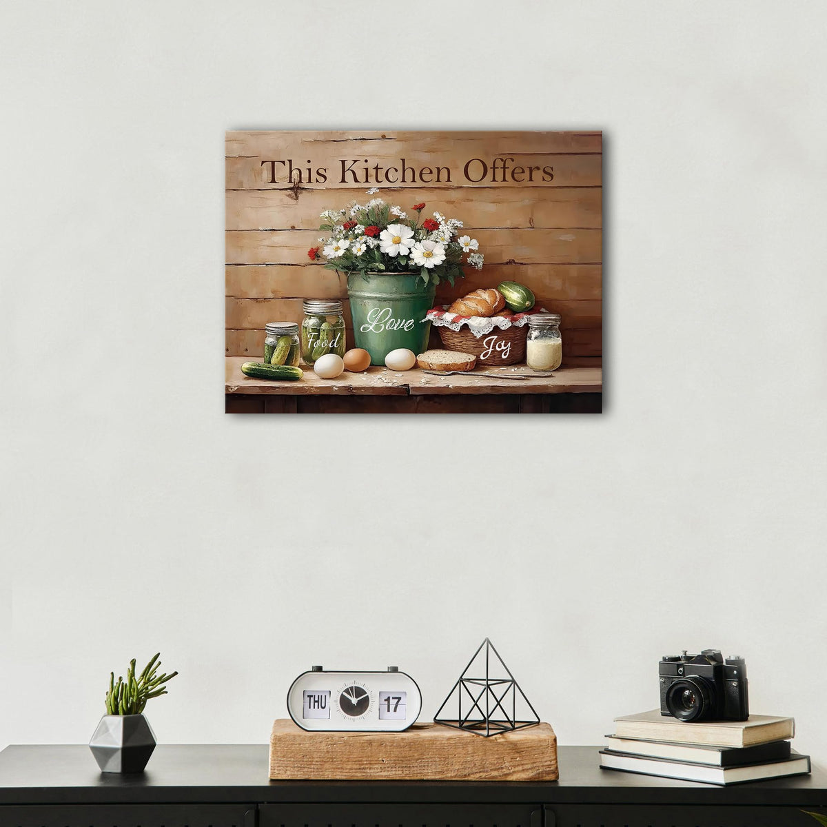 Farmhouse Kitchen Wall Decor Rustic Flowers Food Canvas Wall Art Vintage Still Life Painting Pictures