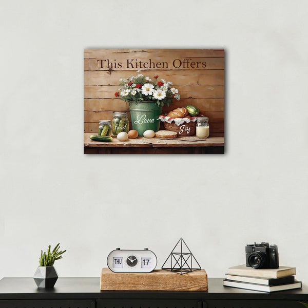 Farmhouse Kitchen Wall Decor Rustic Flowers Food Canvas Wall Art Vintage Still Life Painting Pictures