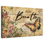 Just Breathe Wall Art Rustic Black and Gold Butterfly Wall Decor Farmhouse Flower Pictures
