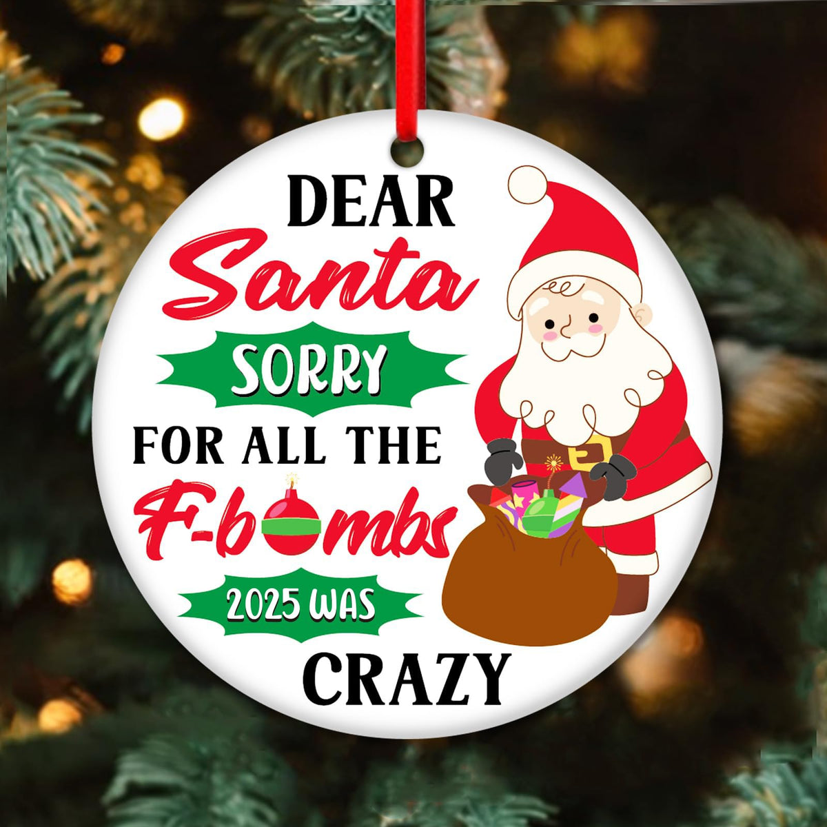 2025 Christmas Funny Ornament, Dear Santa Sorry for All The F-Bombs 2025 was Crazy Funny 2025