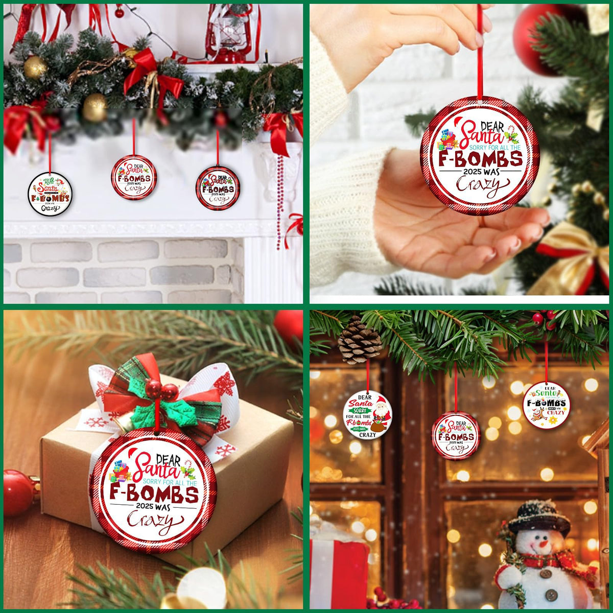 Funny Christmas Ornament 2025 - Dear Santa Sorry for All The F-Bombs 2025 was Crazy