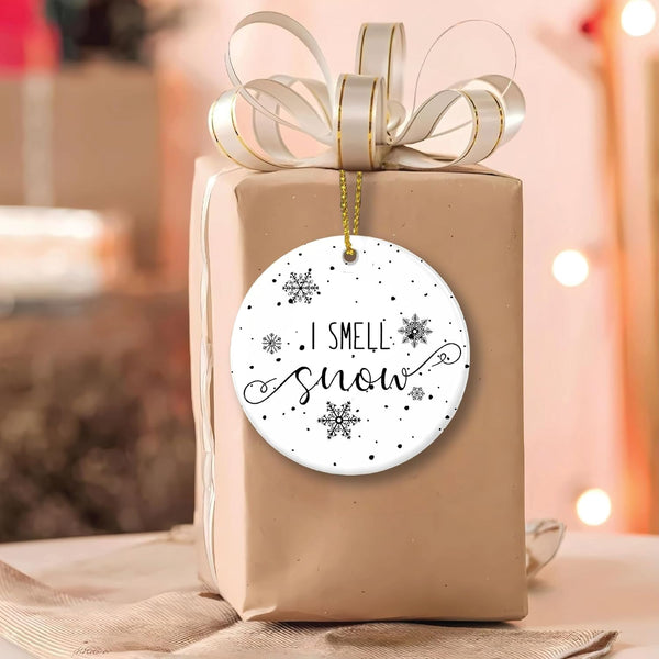 I Smell Snow Ornament – Winter Acrylic Christmas Tree Decoration 2025 | Cozy Gift for Girls