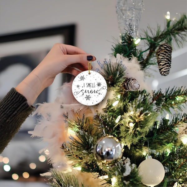 I Smell Snow Ornament – Winter Acrylic Christmas Tree Decoration 2025 | Cozy Gift for Girls