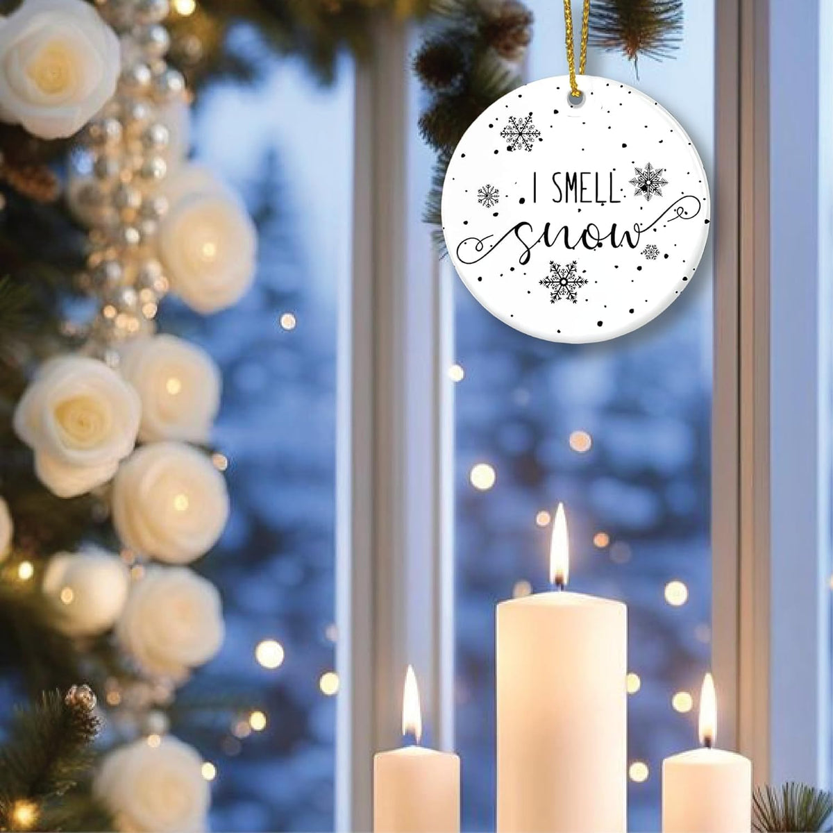 I Smell Snow Ornament – Winter Acrylic Christmas Tree Decoration 2025 | Cozy Gift for Girls