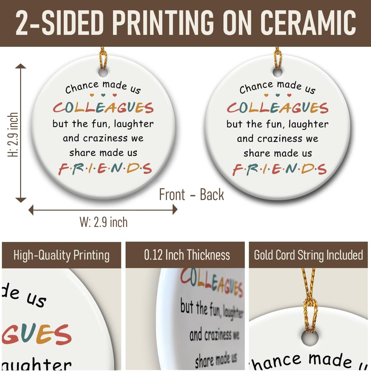 Coworker Xmas Hanging Ornaments, Motivational Gift for Colleague Women Friend Coworkers