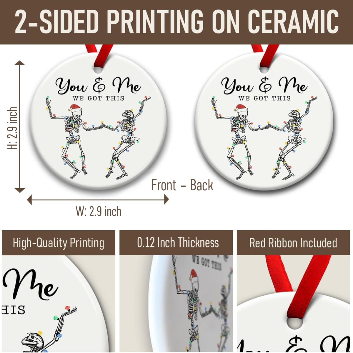 Couple Christmas Ornament 2025, Xmas Hanging Ornaments, Dancing Skeleton Ornament on Christmas or Halloween