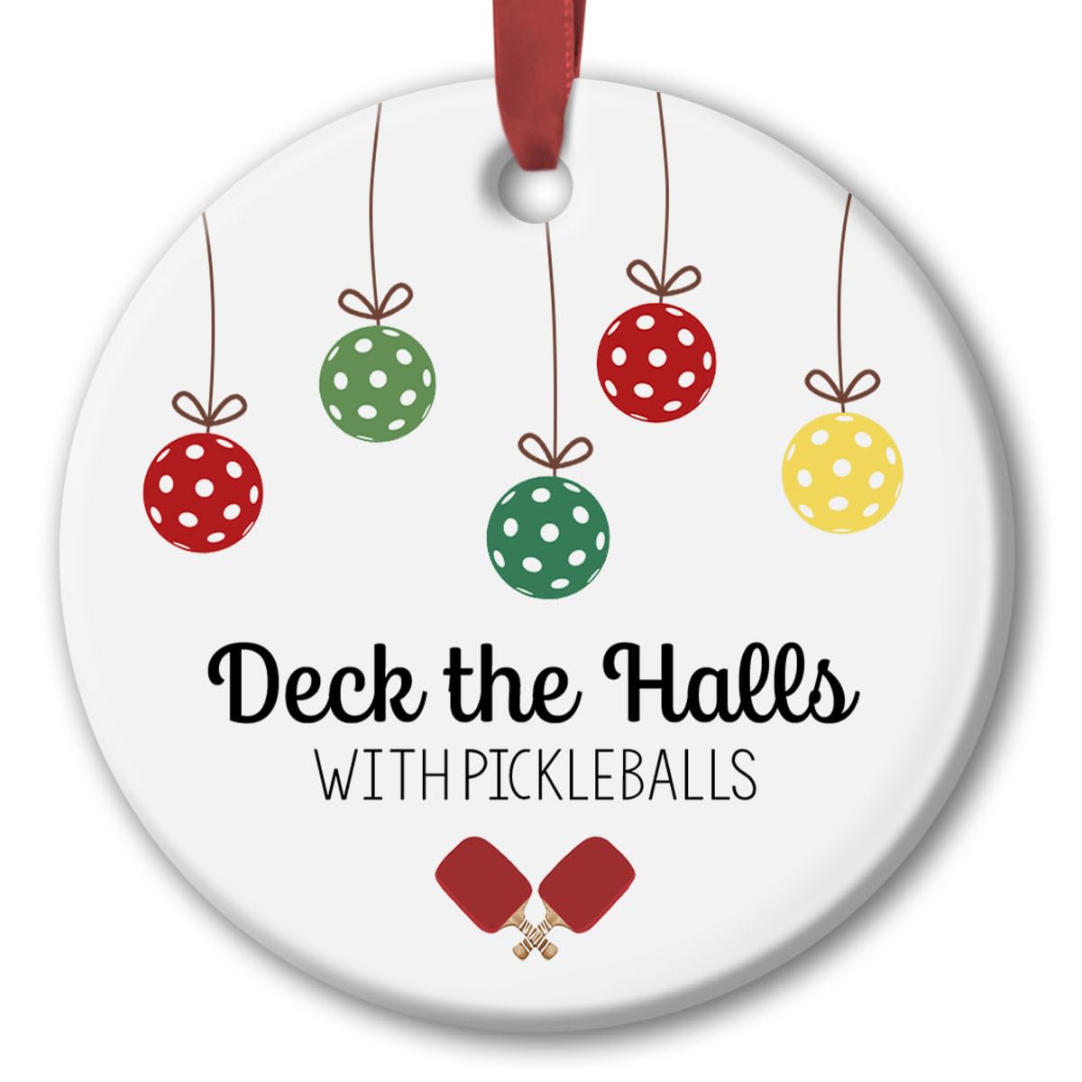 Pickleball Ornament for Christmas Tree Decor, Xmas Hanging Ornaments, Deck The Halls Gifts