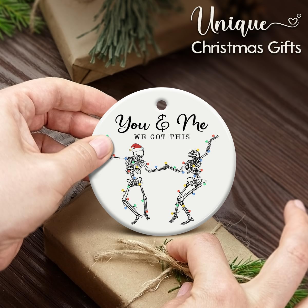 Couple Christmas Ornament 2025, Xmas Hanging Ornaments, Dancing Skeleton Ornament on Christmas or Halloween