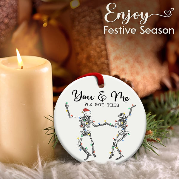 Couple Christmas Ornament 2025, Xmas Hanging Ornaments, Dancing Skeleton Ornament on Christmas or Halloween