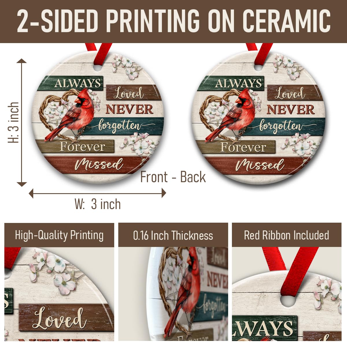 Memorial Cardinal Gifts for Loss of Loved One, Xmas Hanging Ornaments, Bereavement Ornament, Miscarriage Gifts